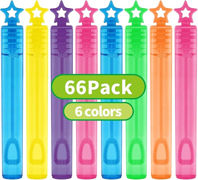 SpringFlower 66 Pieces Mini Bubble Wands, Bubble Party Favors Assortment Toys by SpringFlower