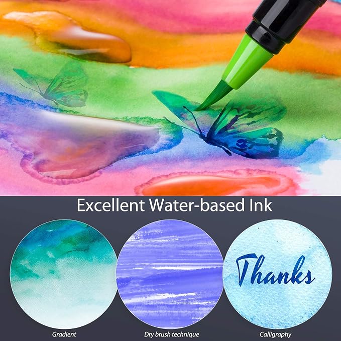Professional Watercolor Brush Markers Pen 48 Colors of Ohuhu, Water Based - Image 3