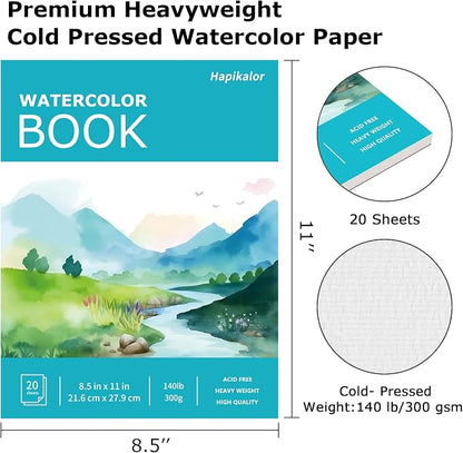 Hapikalor 8.5"x11" Watercolor Paper Pad, 140lb/300gsm Artist Painting Drawing - Image 2