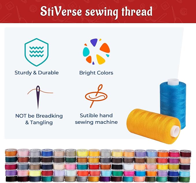 184 Pcs 80 Color Thread for Sewing Machine, 500 Yard Sewing Machine Thread & - Image 6