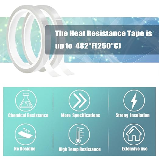 2 Rolls 10mm x33m Clear Heat Tape, Transparent High Temperature Heat Resistant - Image 6