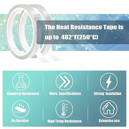 2 Rolls 10mm x33m Clear Heat Tape, Transparent High Temperature Heat Resistant - Image 6