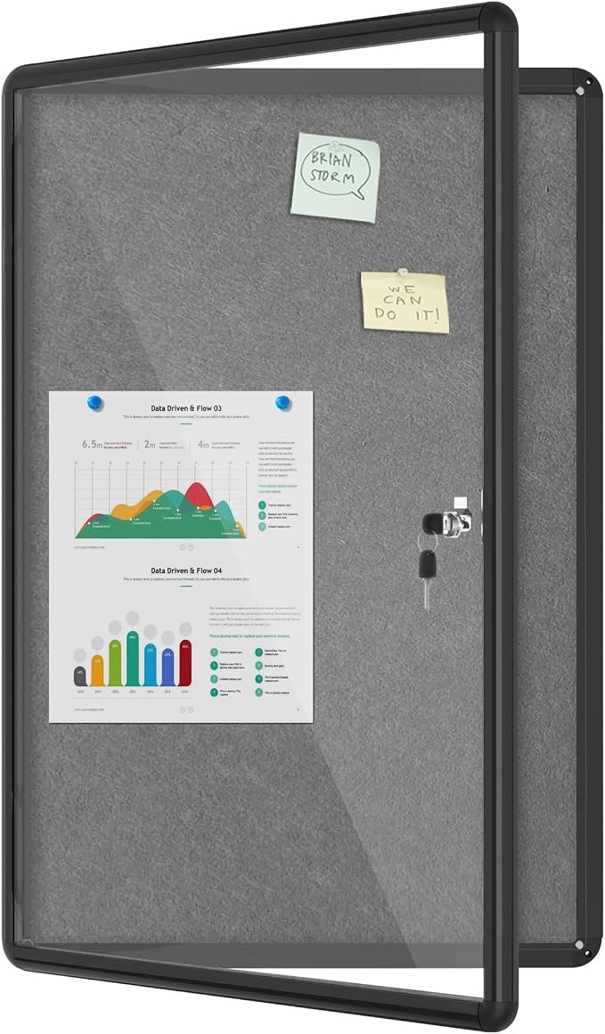36"x24" Enclosed Bulletin Board, Lockable Weather-Resistant Aluminum Cork by MifuroOfficeProduct