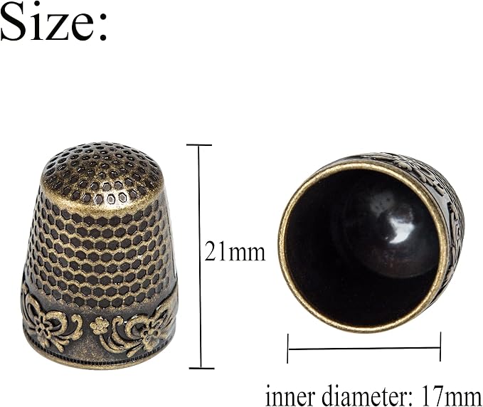 J.CARP 4Pcs Sewing Thimble, Copper Color Sewing Thimble Finger Protector - Image 4