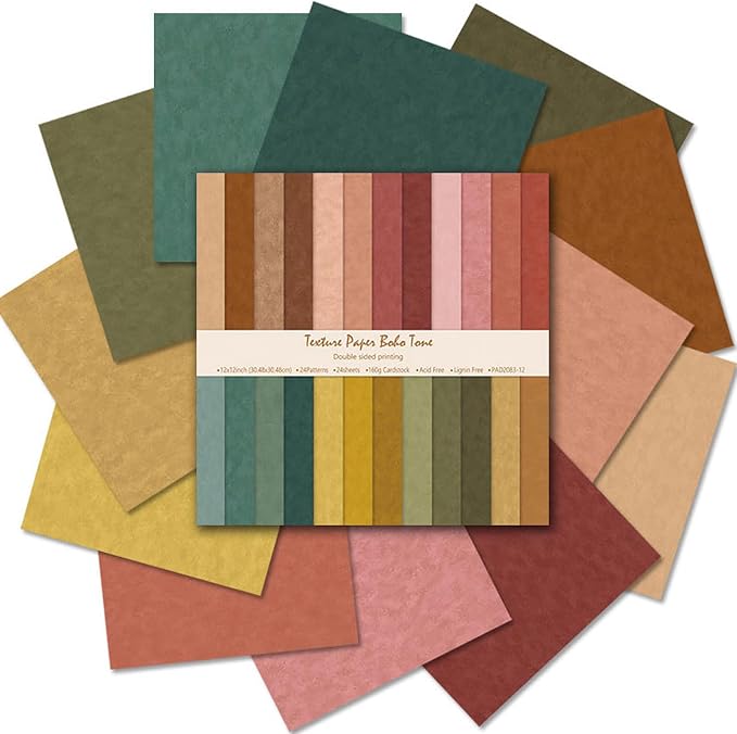 Scrapbook Paper 12x12 Brown, 24 Sheets/24 Designs Double-Sided Bohemian by Unknown