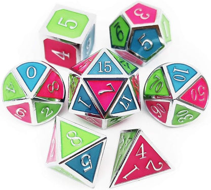 Haxtec Glow in The Dark Glowing Blue Red Green Silver Metal Dice Set D&D 7PCS - Image 4