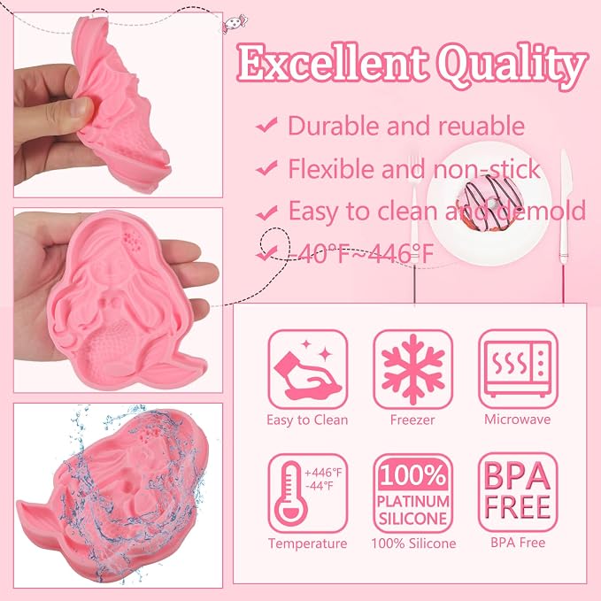 1 Pcs Mermaid Candy Fondant Mold, Reusable Chocolate Silicone Molds - Image 7