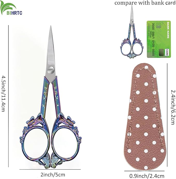 BIHRTC Small Threading Scissors 4.5 Inch Vintage Sharp Detail Shears - Image 2