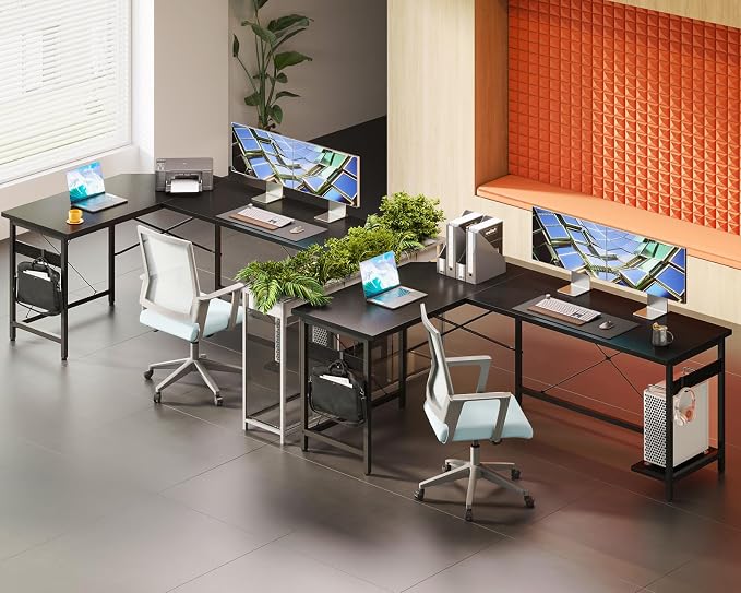 Coleshome 66" L Shaped Gaming Desk, Corner Computer Desk, Sturdy Home Office - Image 4