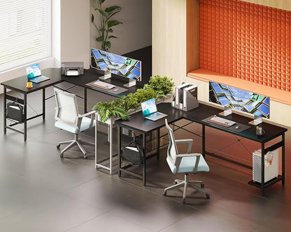 Coleshome 66" L Shaped Gaming Desk, Corner Computer Desk, Sturdy Home Office - Image 4