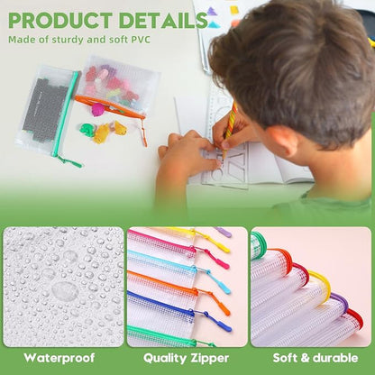 24pcs Mesh Zipper Pouch File Bags Puzzle Storage Bags, A5 Size 9.4 x 6.9 Inches - Image 5