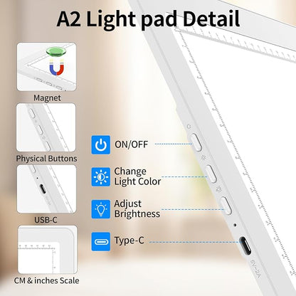 TOHETO A2 Light Pad 25.2''x18.4'', Large Magnetic LED Light Board - Image 5