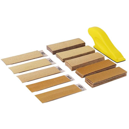 Mini Sander Kit of Detail Hand Sanding Tools and 50 PCS 80/120/180/240/400 Grit by Newkita