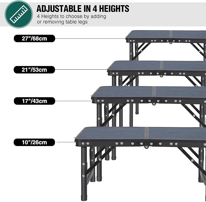 RedSwing Small Folding Table Adjustable Height, Lightweight and Portable - Image 4