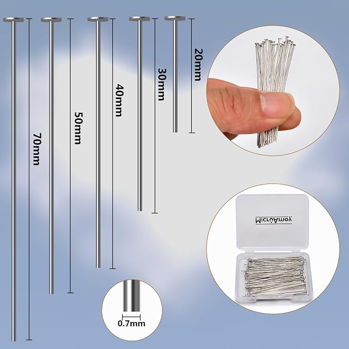 150pcs Silver Filled Flat Head Pins Non Tarnish Craft Earring Bracelet Jewelry - Image 2
