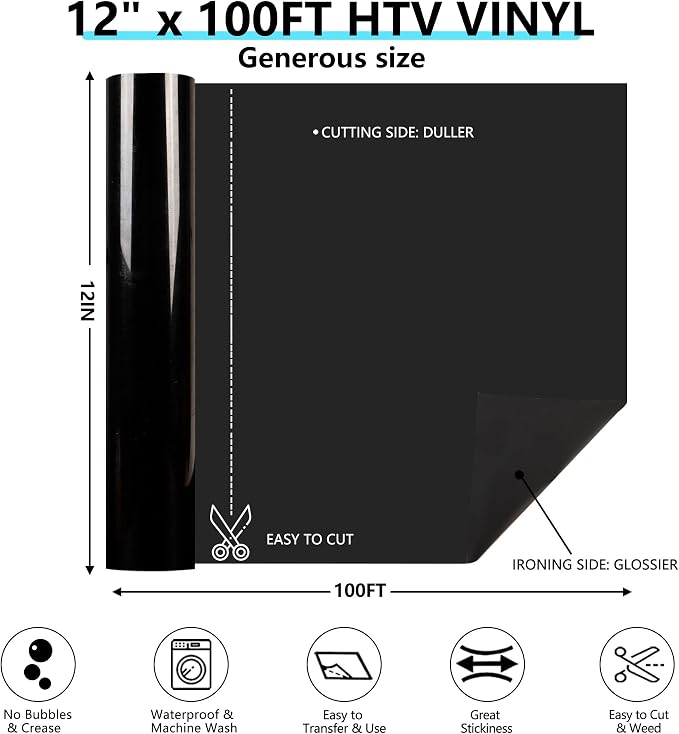 Guangyintong Black HTV Heat Transfer Vinyl Rolls - Image 3