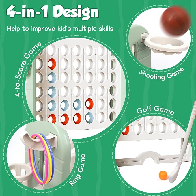 Ancaixin Giant 4 in-A-Row Connect Game Set, Adjustable Height Jumbo Yard Game - Image 5