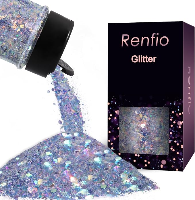 Renfio Opal Chunky Glitter, 1.75oz/50g Purple Glitter, Dreamy High Sparkle by Renfio
