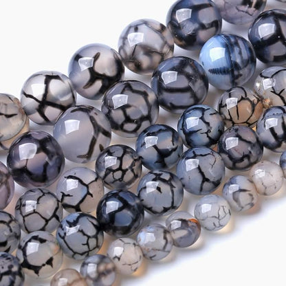 12MM Black Dragon Vein Agate Stone Beads Natural Gemstone Round Loose Beads - Image 2