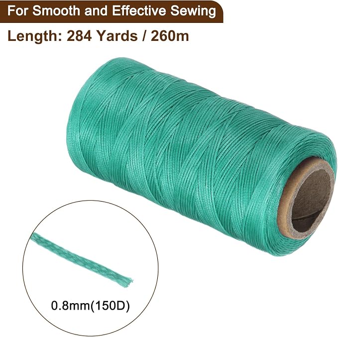 uxcell Leather Sewing Waxed Thread, 284 Yards / 260m 0.8mm 150D Flat Polyester - Image 2