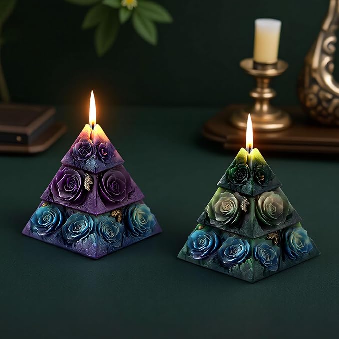 Rose Pyramid Scented Candle Silicone Mold Pillar Silicone Mold Resin Casting by USUKUSI
