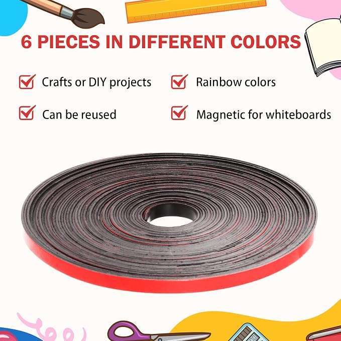 Magnetic Tape Roll Thin Strips, 0.39 Inch x 33 Feet Magnetic Board Dividers - Image 5