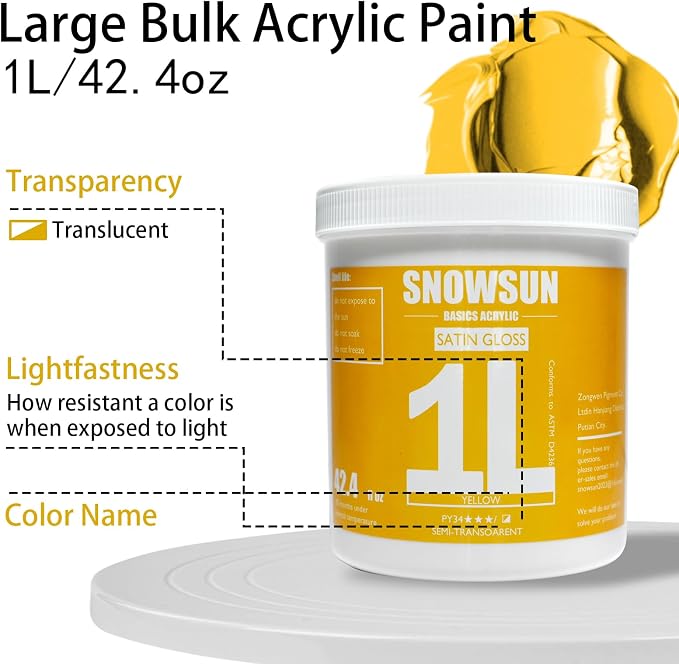 SNOWSUN Yellow Acrylic Paints, Large Bulk Heavy Body Acrylic Paint - Image 3