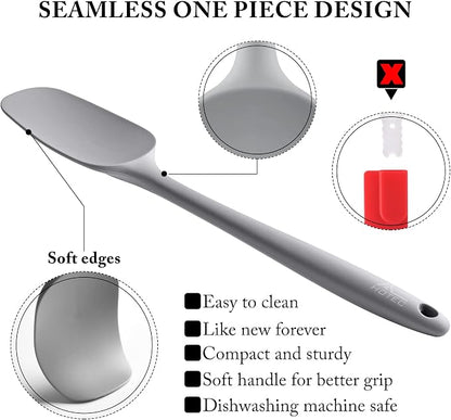 HOTEC 600℉ Heat Resistant BPA-Free Silicone Rubber Spatula Set, Kitchen Cooking - Image 3