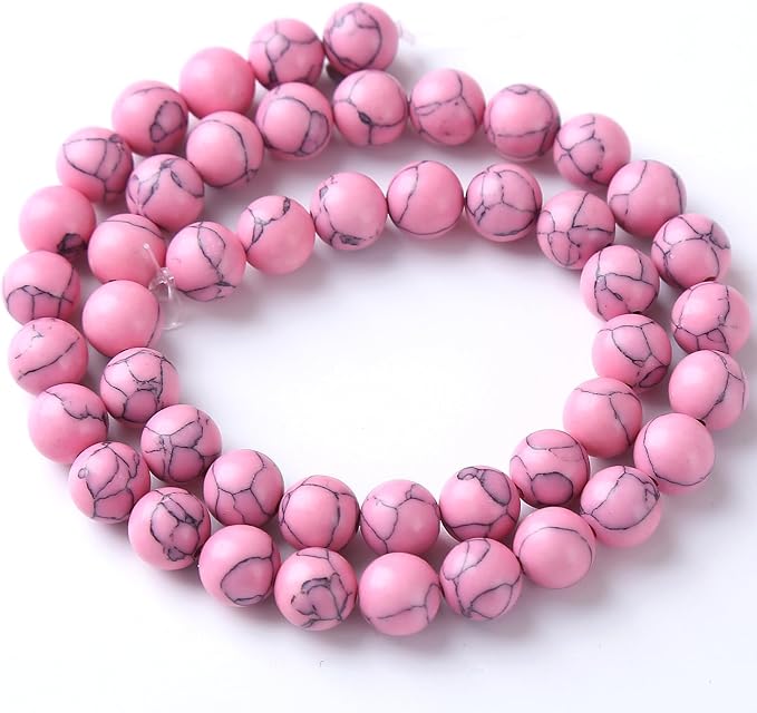 60pcs 6mm Pink Turquoise Beads Natural Stone Round Loose Spacer Beads - Image 5