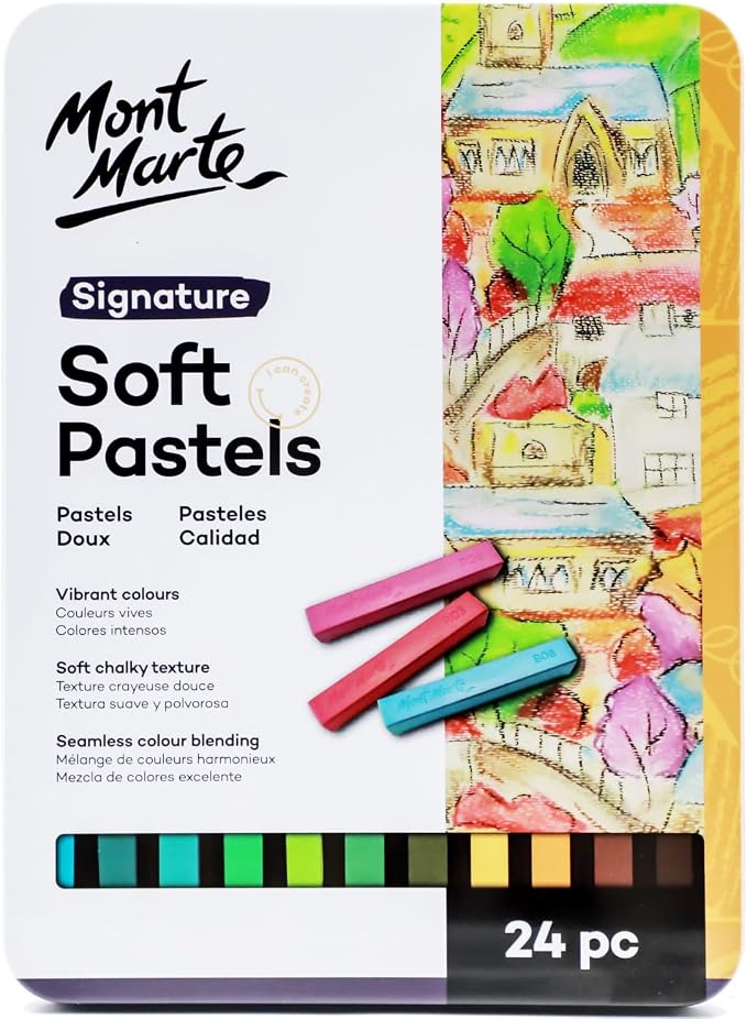 Mont Marte Soft Pastels in Tin Box Signature 24pc, 24 Assorted Colors, Vibrant - Image 2