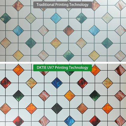 DKTIE Stained Glass Window Film Geometric Patterns, Fine Frosted Window Clings - Image 8