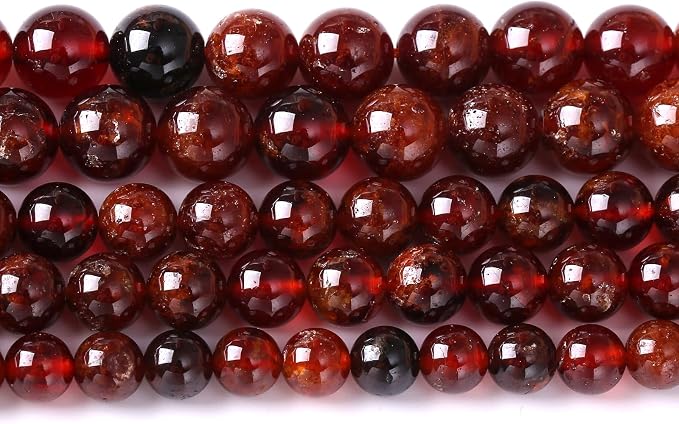 6MM 60PCS Natural Orange Garnet Beads Round Loose Beads by NaturalStoneBeads