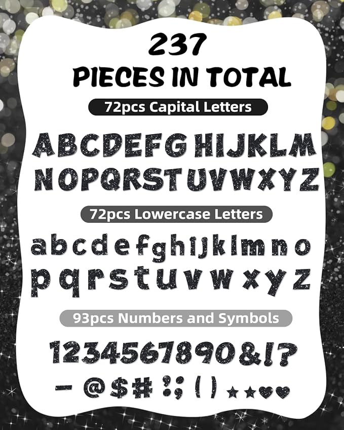 237 Pcs Glitter Bulletin Board Letters, Numbers and Punctuation, Poster Board - Image 2