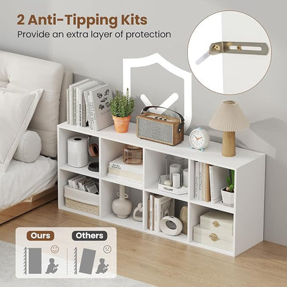 Giantex 8-Cube Bookcase, 3-Tier Cubby Bookshelf, Horizontal Vertical Display - Image 4