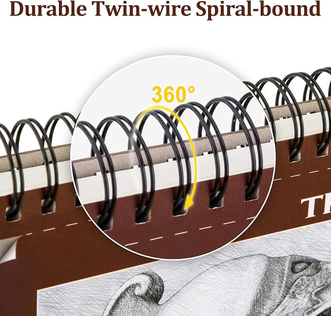TKOOFN 5.5" x 8.5" Sketch Book, 600 Sheet Top Spiral Bound Premium Sketchbook - Image 4