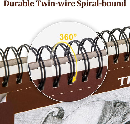 TKOOFN 5.5" x 8.5" Sketch Book, 600 Sheet Top Spiral Bound Premium Sketchbook - Image 4