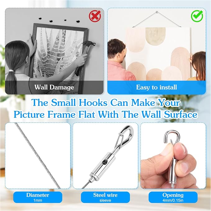 2 Pack Picture Hanging Wire Kit, Heavy Duty Picture Wire Kit - Image 5