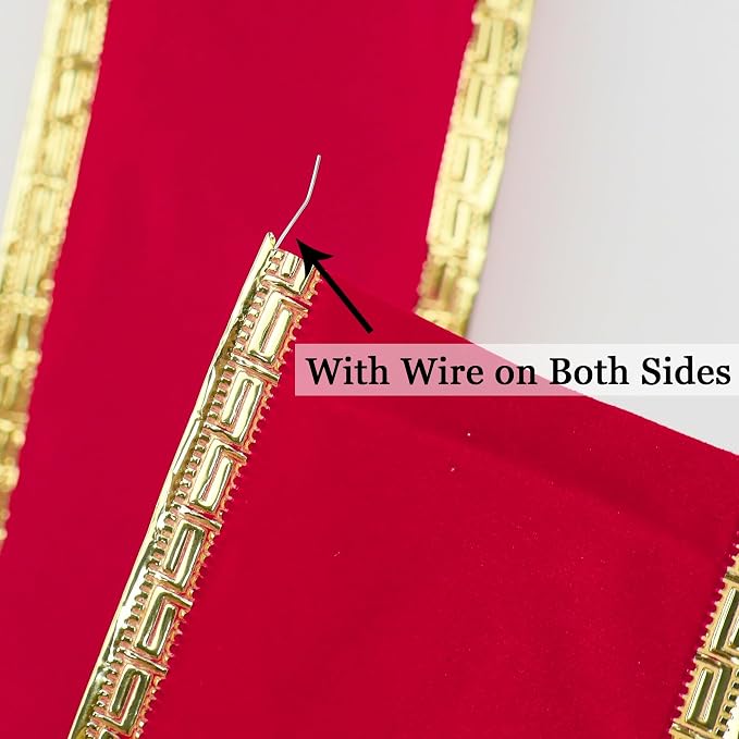 MEEDEE Red Velvet Ribbon 2.5 Inch - Image 3