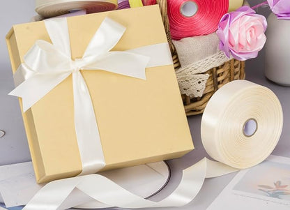 1 Inch Ivory Solid Satin Ribbon, 50 Yards Craft Fabric Ribbon - Image 5