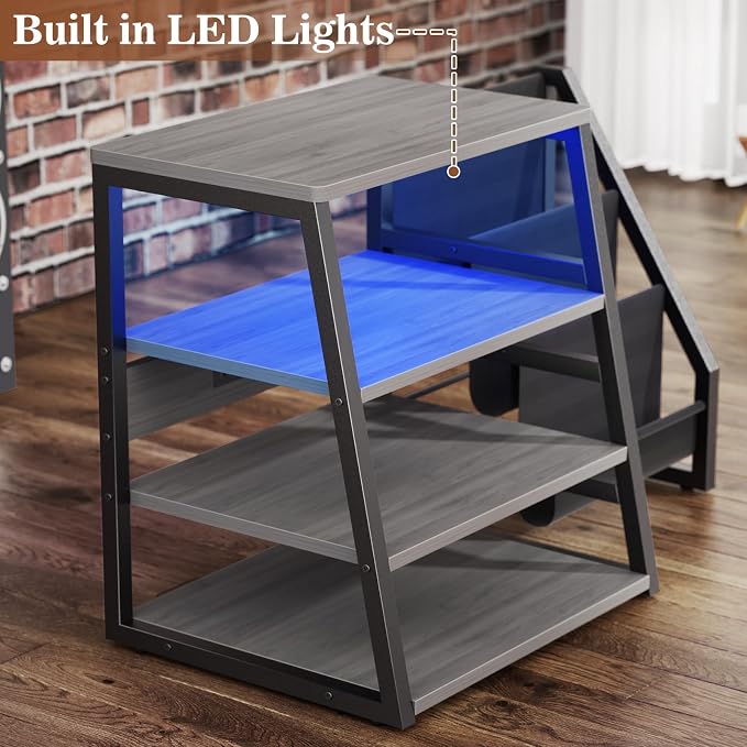 AV Media Stand with Outlets, Stereo Stands and Racks with Vinyl Storage - Image 7