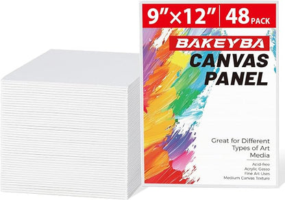 Canvas Boards for Painting 48 Pack 9x12 Inch Painting Canvas Panels, 100% by Unknown