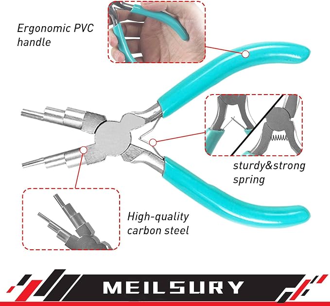 3-Piece jewelry pliers set includes a 6-in-1 bail making looping pliers - Image 2