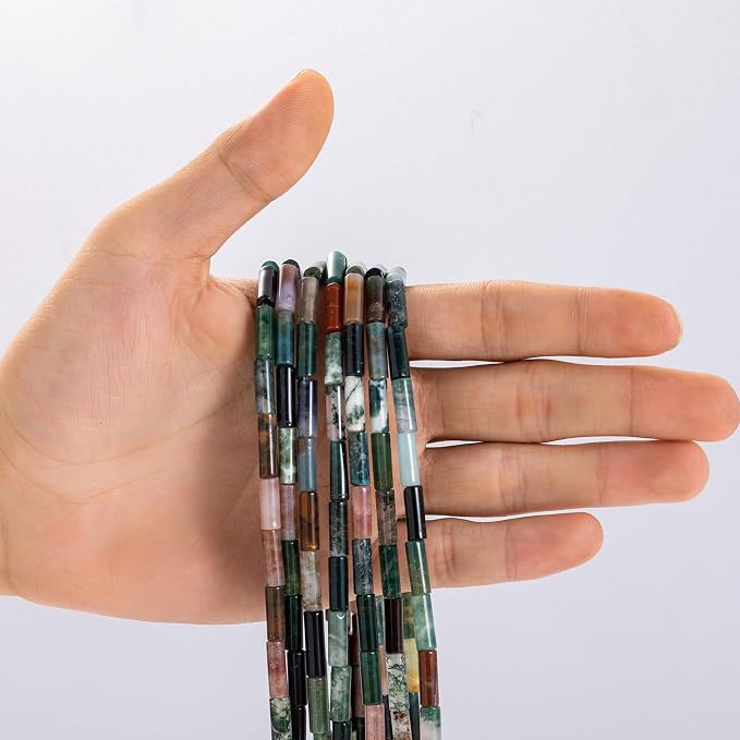 Natural Indian Agate Cylinder Tube Beads 4x13mm 38cm/str Loose Semi Gemstone - Image 2
