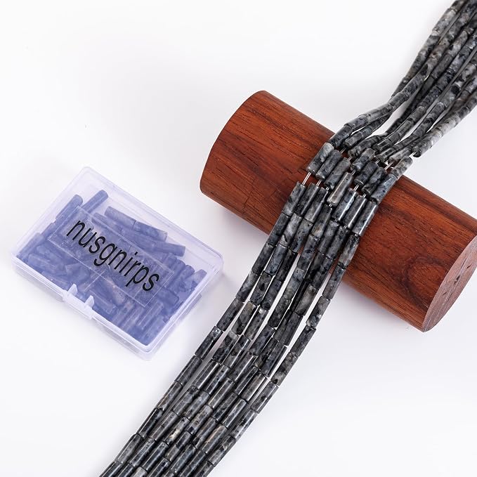 Natural Black Spectrolite Cylinder Tube Beads 4x13mm 38cm/str Loose Semi - Image 6