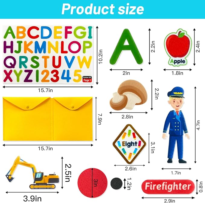 PENGFULL 5 Felt Learning Pieces Set, Alphabet Letters Fruits and Vegetables - Image 4