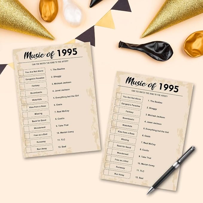 QUPT 30th Birthday Party Games, Music of 1994 Games, Birthday Party Supplies - Image 5