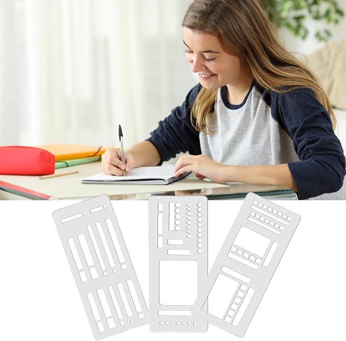 3PCS Planner Stencils Templates Set, Handmade Flexible Record Template - Image 5