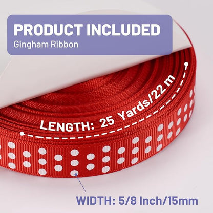 Polka Dot Grosgrain Ribbon 5/8 Inch, 25 Yards Spool Red and White Dot Craft - Image 2