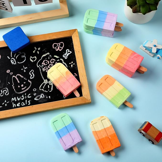 36 Pcs Ice Cream Sidewalk Chalk Set Multicolor Chalk Party Favors Bulk Washable - Image 3