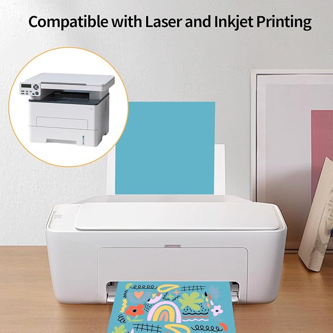 Printable Sticker Paper, 20 Sheets Lake Blue Printable Sticker Paper, - Image 4